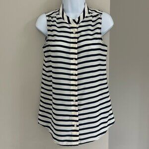 J. Crew navy and white striped sleeveless blouse Sz.0